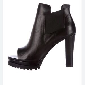 AllSaints Sarris Black Leather Open Toe Platform Ankle Boots Lug Sole 39